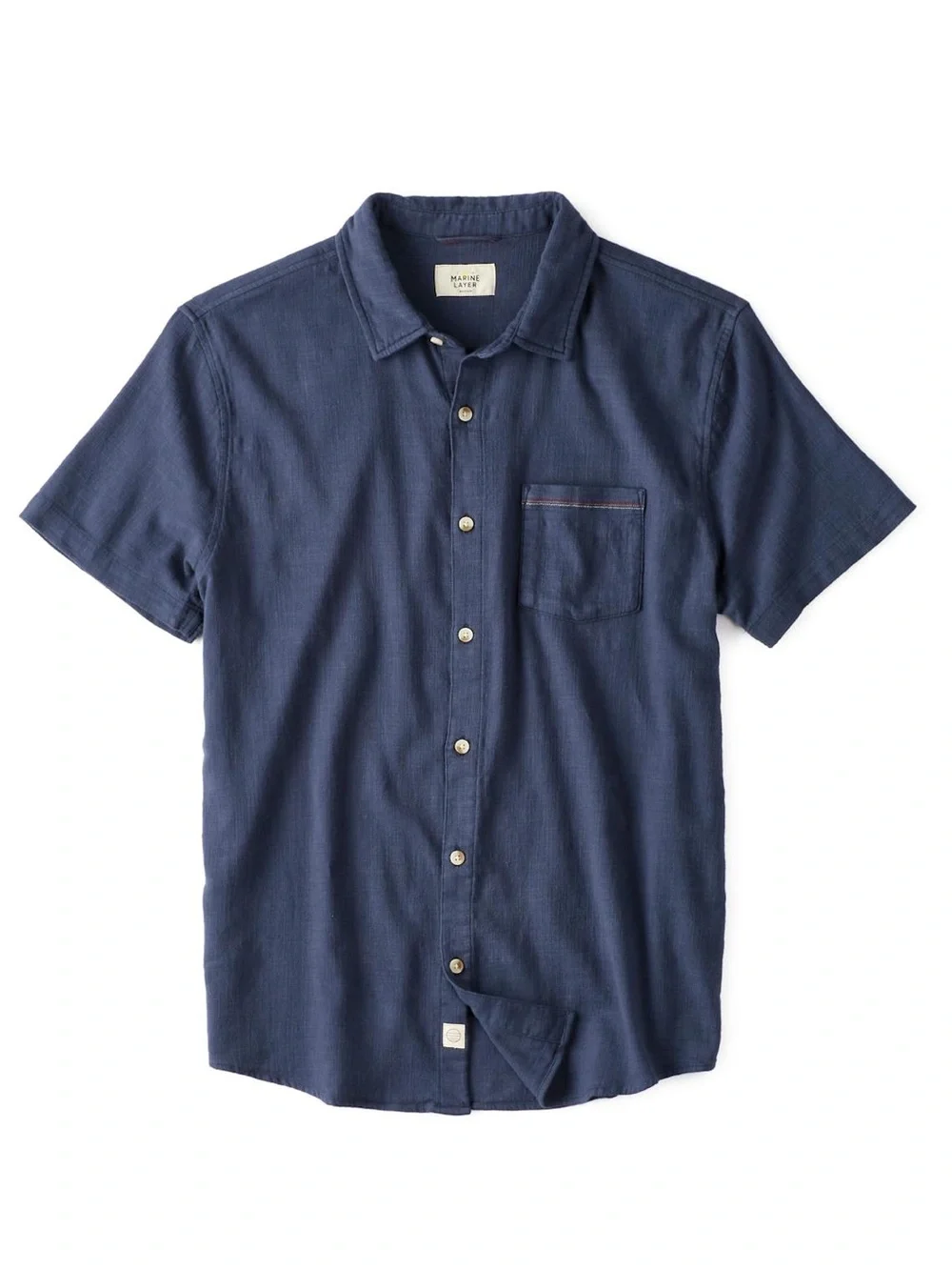 Marine Layer Classic Stretch Selvage Short Sleeve Shirt / Indigo - Picture 2 of 14